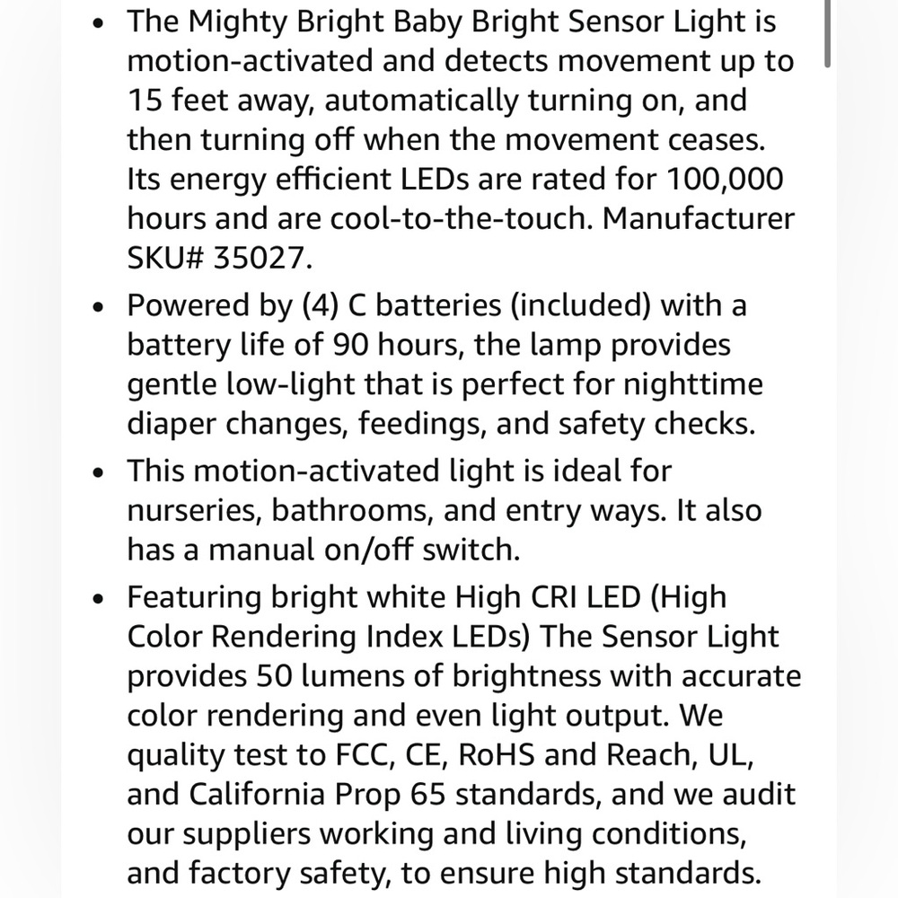 Baby Bright Motion Activated Sensor Light /Lamp for Nursery - Picture 3 of 4